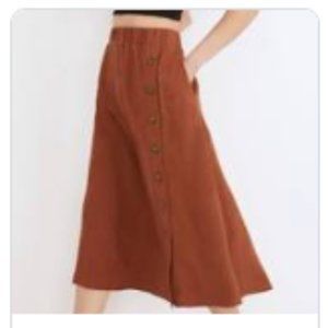 Madwell, Linen blend, midi skirt with side buttons, L